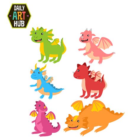 Cute Dragons Clip Art Set Daily Art Hub Graphics Alphabets Svg The