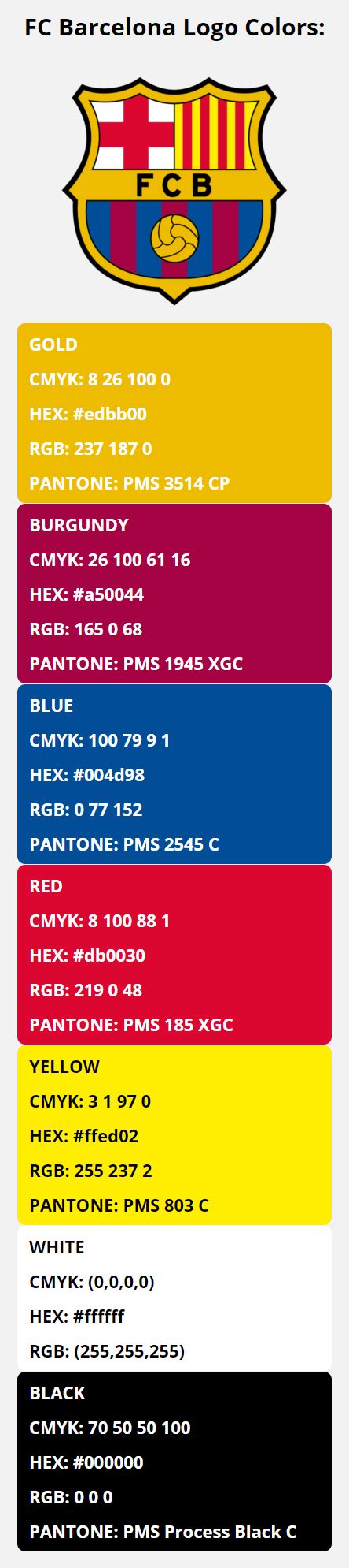 Fc Barcelona Color Codes Hex Rgb Cmyk And Pantone Team Colors