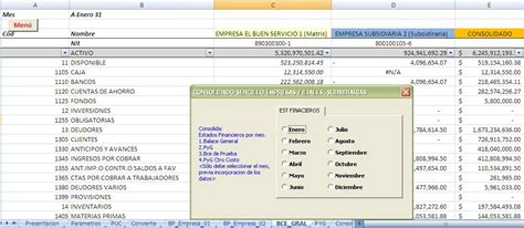 Excel Contable Colombia Consolidacion Estados Financieros En Excel