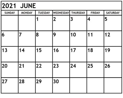 Editable Printable Calendar June 2021 Editable Printable Calendar