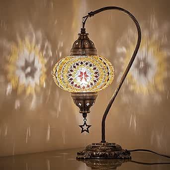 Colors Demmex Turkish Moroccan Mosaic Table Lamp Swan Neck