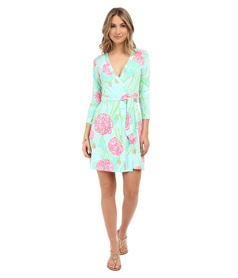 Lilly Pulitzer Meridan Wrap Dress Poolside Blue Going Stag
