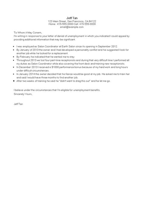 Unemployment Appeal Letter Template