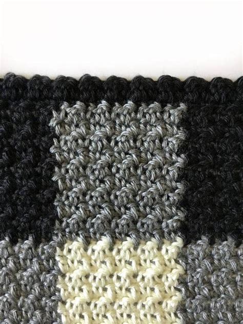 Crochet Black And White Gingham Griddle Stitch Blanket Pattern Etsy