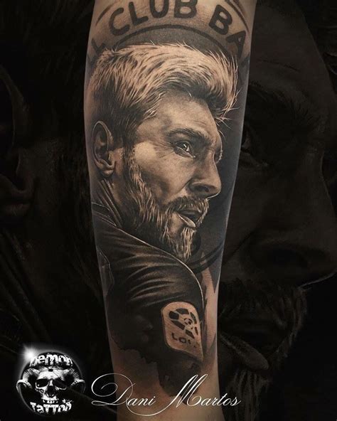 Aside from this messi chose to commit the rest of the segment of his leg to his affection for football. Lionel Messi, portrait tattoo by Dani Martos | Tatuaje de ...