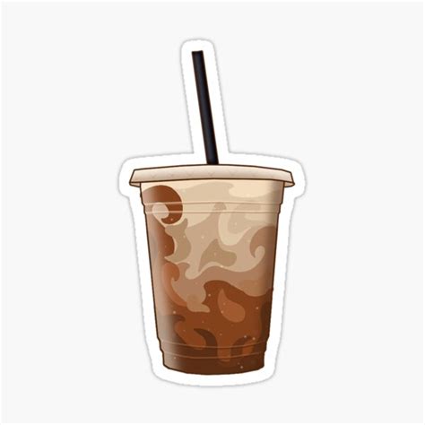 Iced Coffee With Milk Black Straw Sticker For Sale By