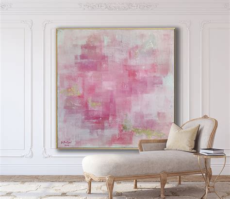 Original Pink Abstract Painting Xlarge Canvas Art Minimalist Etsy