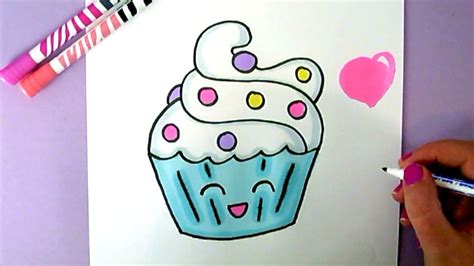 cute food drawing how to draw a super cute and easy cupcake step by step youtube