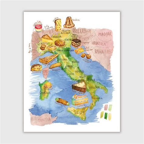 Italian Food Map Print Illustrated Map Of Italy By Lucileskitchen Italy