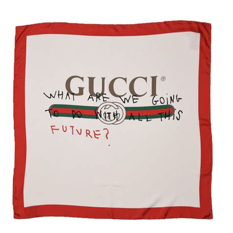 Gucci Silk Coco Capitán Logo Square Scarf White 437063 Fashionphile