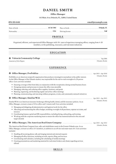 Office Manager Resume Examples 2019 Resume Template