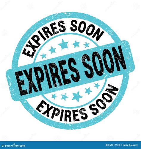 Expires Soon Text Written On Blue Black Round Stamp Sign Stock