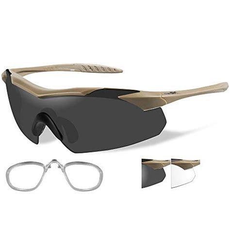 wiley x vapor sunglasses smoke grey clear lens tan frame w rx in [3511rx]