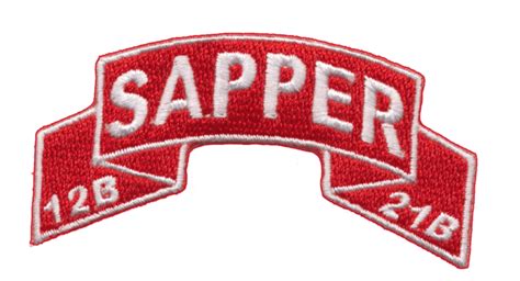 Us Army Sapper Tab Patch Red White Combat Engineer 12b Essayons