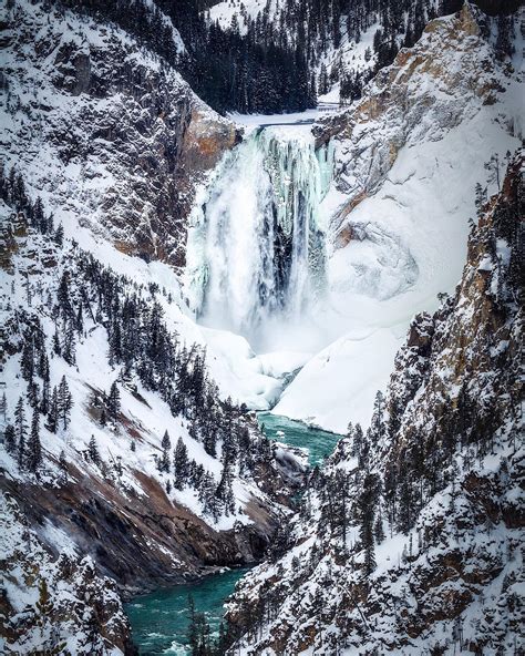 This Powerful Waterfall Still Rages On Even In The Middle Of Winter Yellowstone National Park