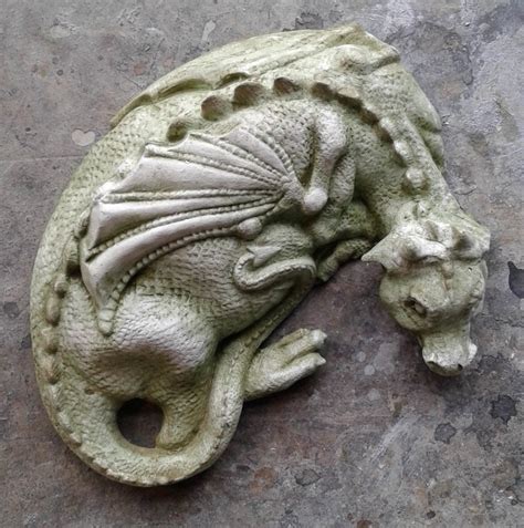 Adorable Sleeping Dragon Statue Cement Dragon Garden Statue Etsy