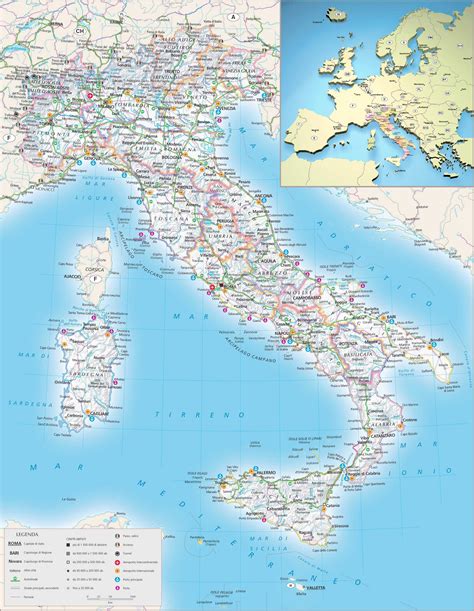Карты Италии Подробная карта Италии на русском языке