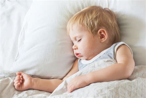 Sweet Little Boy Sleeping On Bed Stock Image Image Of Kids Baby