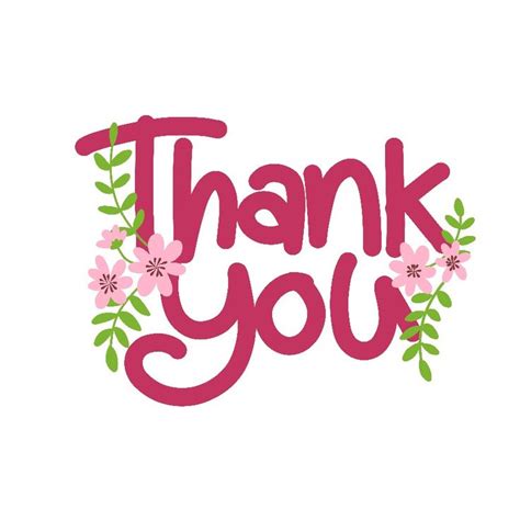 Thank You With Flower Ornament Thankyou Pink Flower Png Transparent