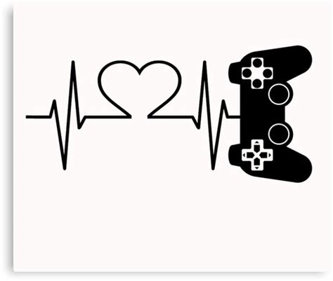 Gamers Love Heartbeat Gaming Love Heartbeat Dark Canvas Print By