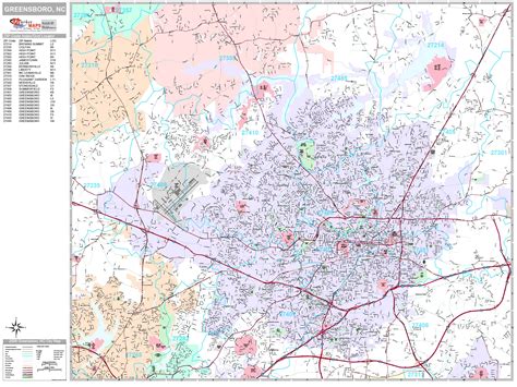 Greensboro North Carolina Wall Map Premium Style By Marketmaps Mapsales