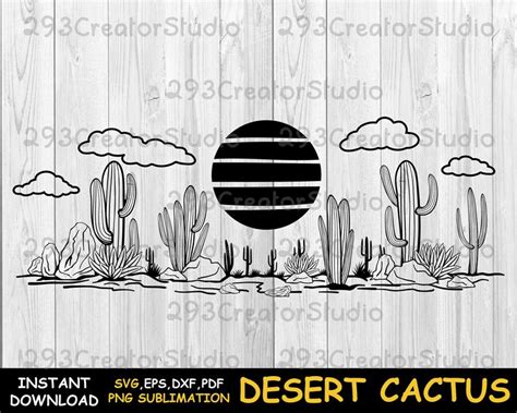 Landscape Desert Cactus Svg Cactus Landscape Svg Desert Svg Etsy