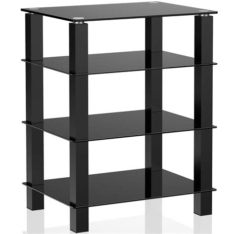 Fitueyes 4tier Media Component Stand Audio Cabinet With Glass Shelf For Apple Tv Xbox One Ps4