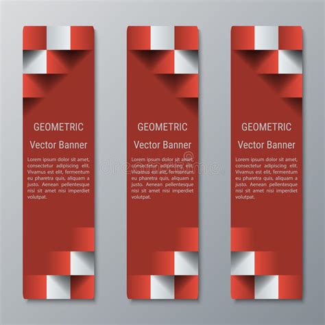Geometric Vertical Narrow Rectangular Banners With 3d Effect For A