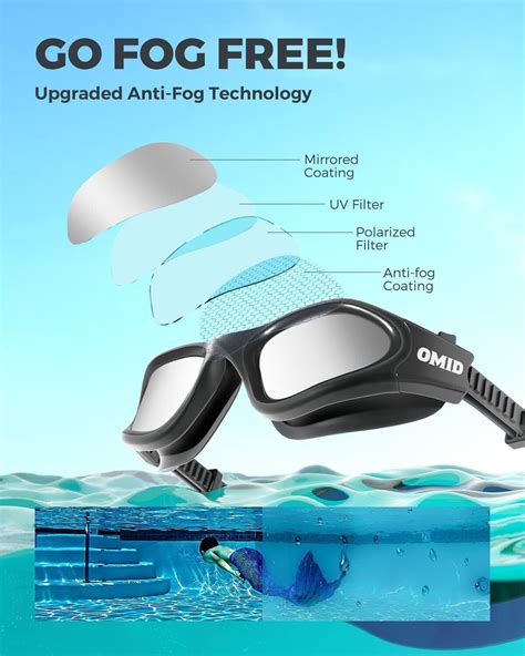 Omid Swim Goggles One Size A1 Polarized Mirrored Silver All Black Frame Ebay