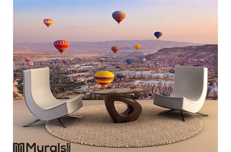 Hot Air Balloon Flying Over Cappadocia Turkey Wall Mural