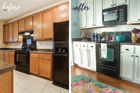 This homeowner wanted to improve the cabinets' look and replace warped/separating doors. before and after photos of diy painted white kitchen ...