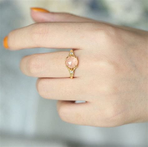 rose quartz engagement ring pink quartz promise ring etsy