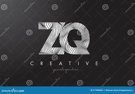 Zq Z Q Letter Logo With Zebra Lines Texture Design Vector Stock Vector