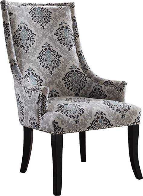 Best Master Furniture Audrey Gray Damask Fabric Living Room
