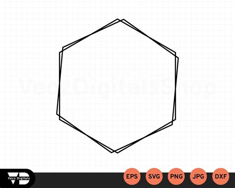 Hexagon Frame Svg Monogram Frame Svg Geometric Frame Svg Etsy
