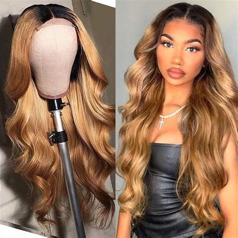 Honey Blonde Ombre Wig 1b27 Color Lace Front Human Hair Wigs For Black
