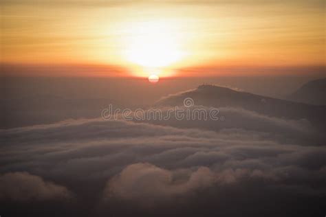 Sky Orange Sunrise Mountain Stock Photo Image Of Beach Mist 107216348