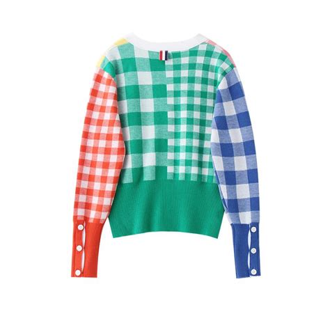 Itgirl Shop Aesthetic Clothing Colorful Checkered Rainbow V Neck
