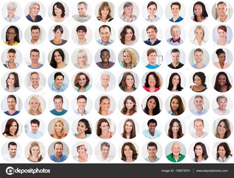 Colagem Pessoas Multiétnicas Sorridentes Retratos Rostos — Fotografias