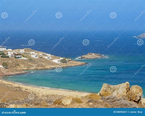 Ftelia Beach In Mykonos Aegean Sea In Greece Editorial Photography