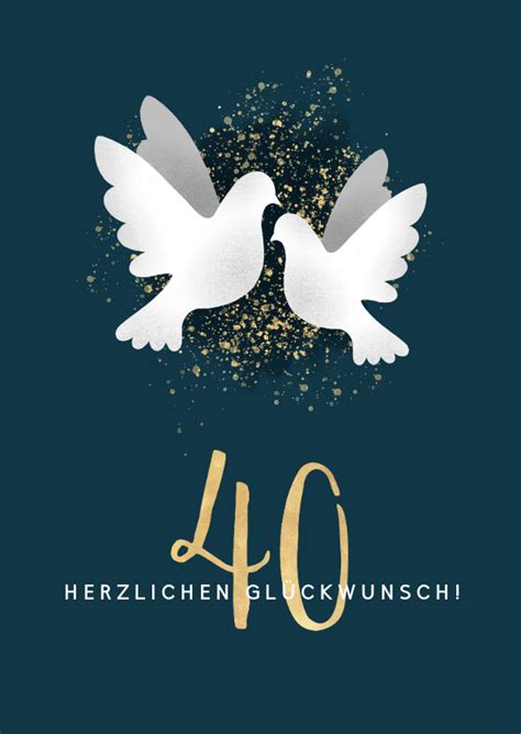 Individuell emotional einzigartig jetzt ansehen! Glückwunschkarte zum 40. Hochzeitstag Weiße | Kaartje2go