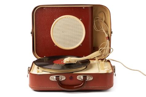 Premium Photo Vintage Portable Record Player In Suitcase Isolated On