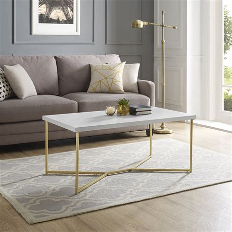 Diana Y Leg Faux Marblegold Coffee Table By Ember Interiors