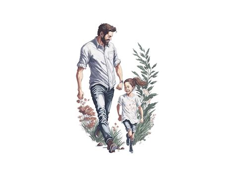 Premium Vector Watercolor Dad And Daughter Fathers Day Concept