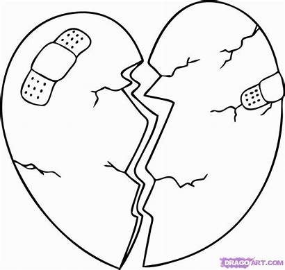 Hearts Broken Heart Coloring Pages Drawings Draw
