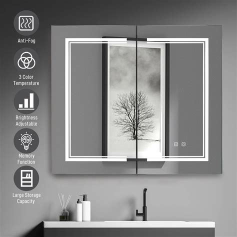 Ubesgoo Led Lighted Bathroom Wall Cabinet With Mirror 32x28 Inch