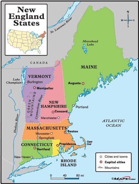 New England States Map By From Worlds Largest Map