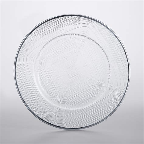 The Jay Companies 1875016 13 Clear Glass Charger Plate With Silver Weave Rim