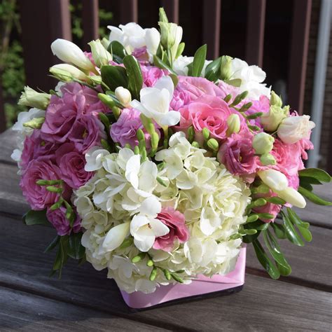 Thank You Flower Arrangement With Lots Of Pinks And Whites Freesia