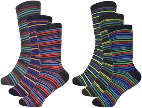6 Pairs Men S Multicoloured Striped Socks Uk 7 11 Uk Clothing